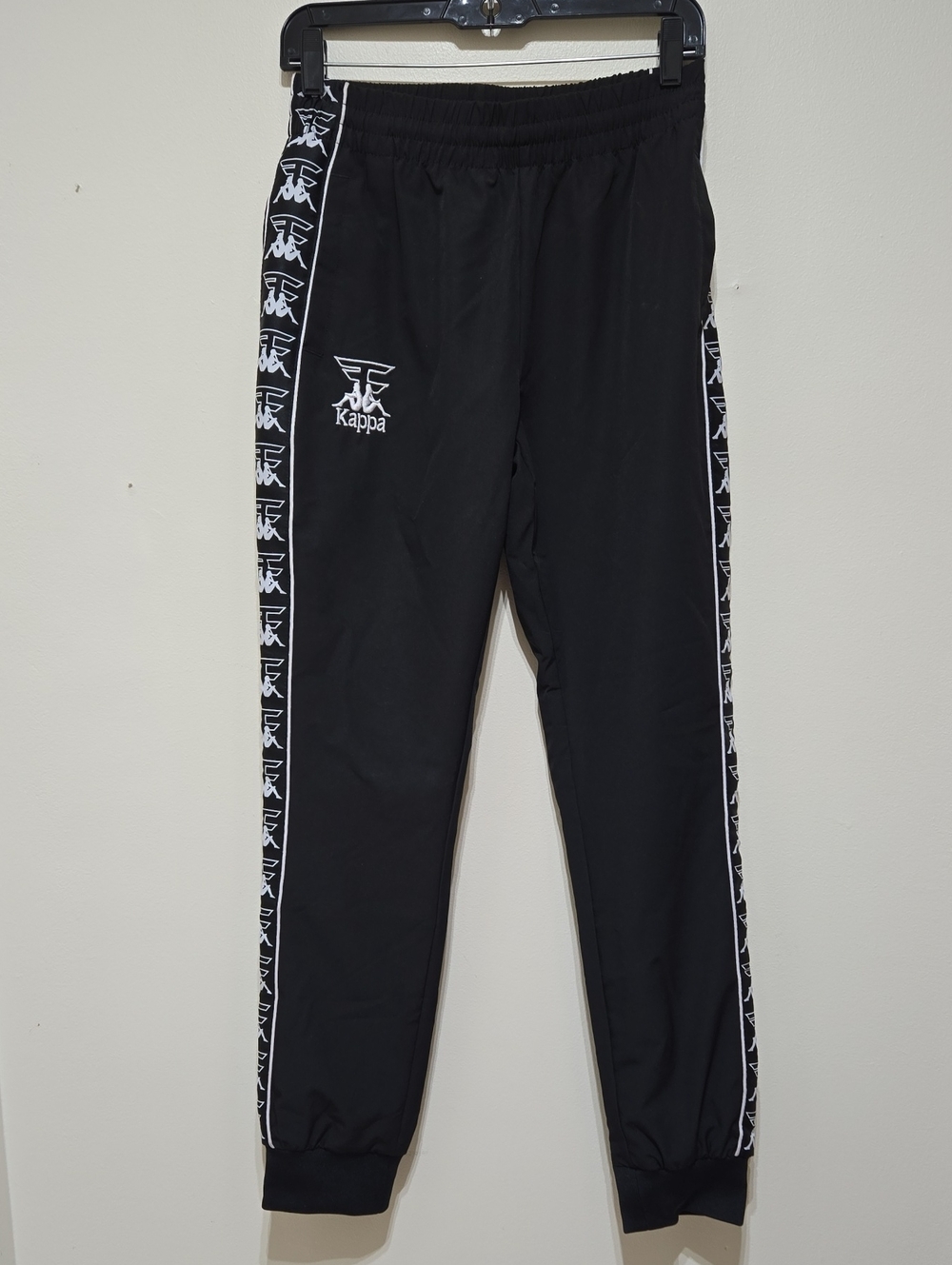 Kappa Black Joggers with White Logo Tape
